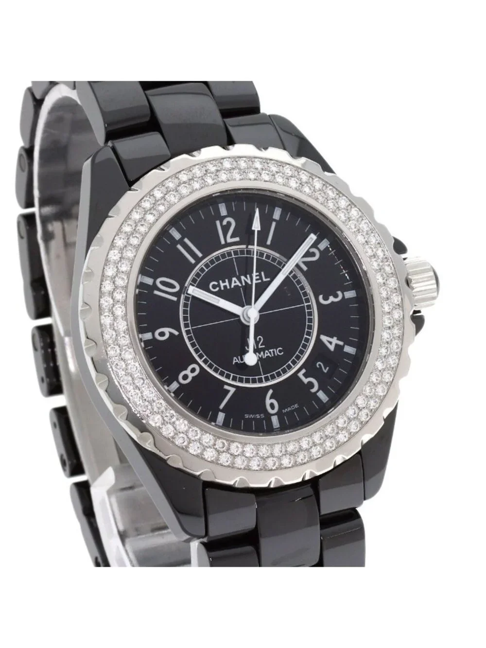 Chanel 38 2 Heavy Diamond Bezel Watch Ceramic